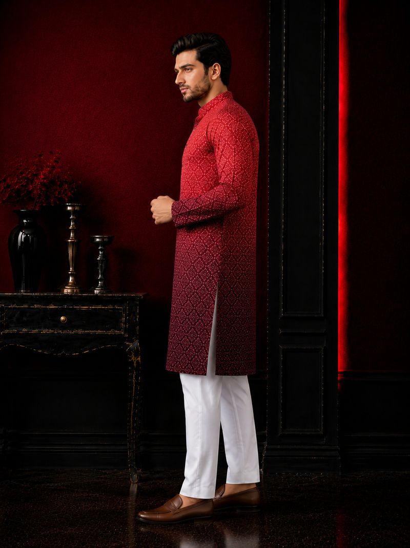 ORIFAB Silk Blend Straight Kurta for Men - Image 6