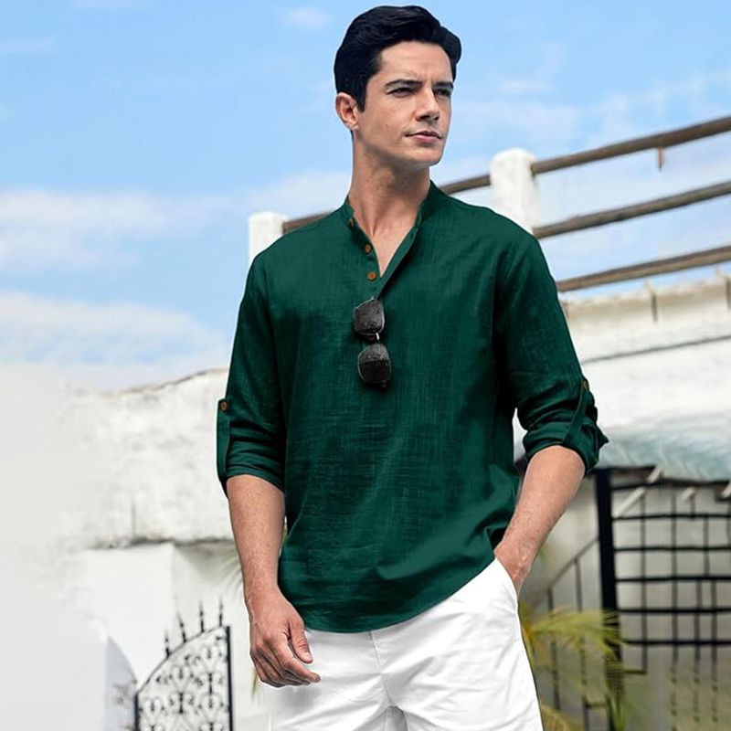 Univibe Men's Solid Cotton Blend Straight Kurta - Image 4