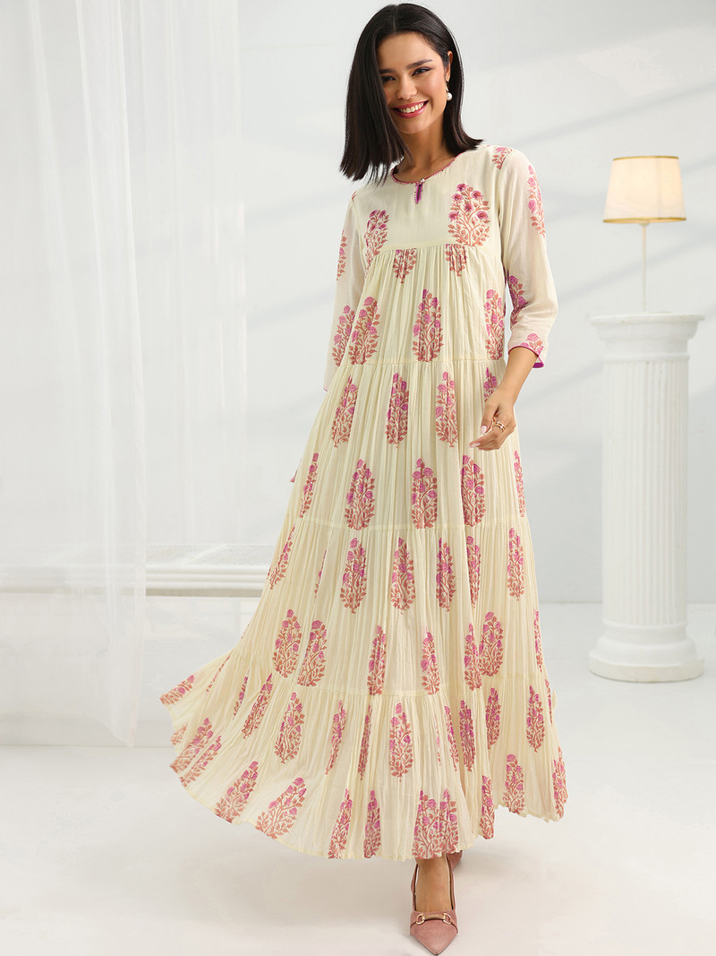 Libas Women Printed Cotton Blend A-line Kurta
