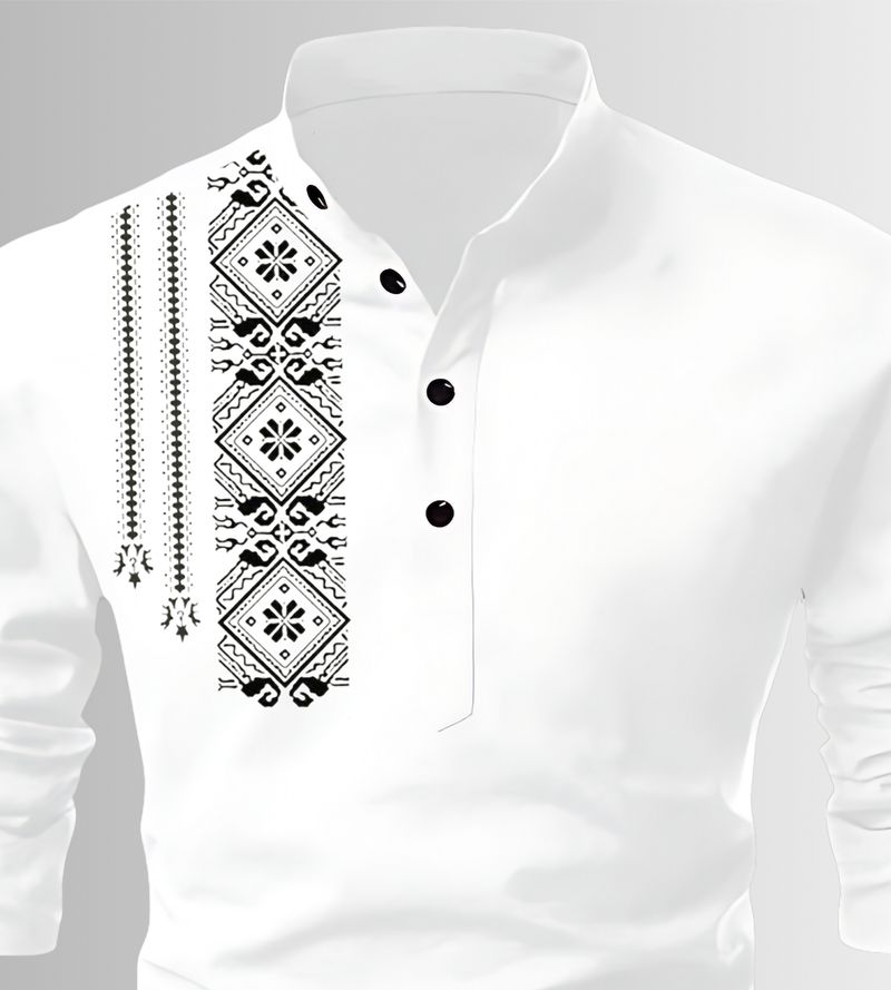Fashion Marts Embroidered Cotton Blend Straight Kurta for Men - Image 3
