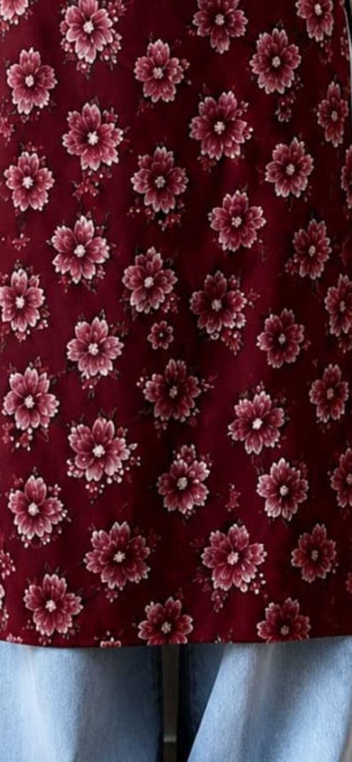 Vrishabhanulali Women's Maroon Floral Print A-line Kurta - Image 6