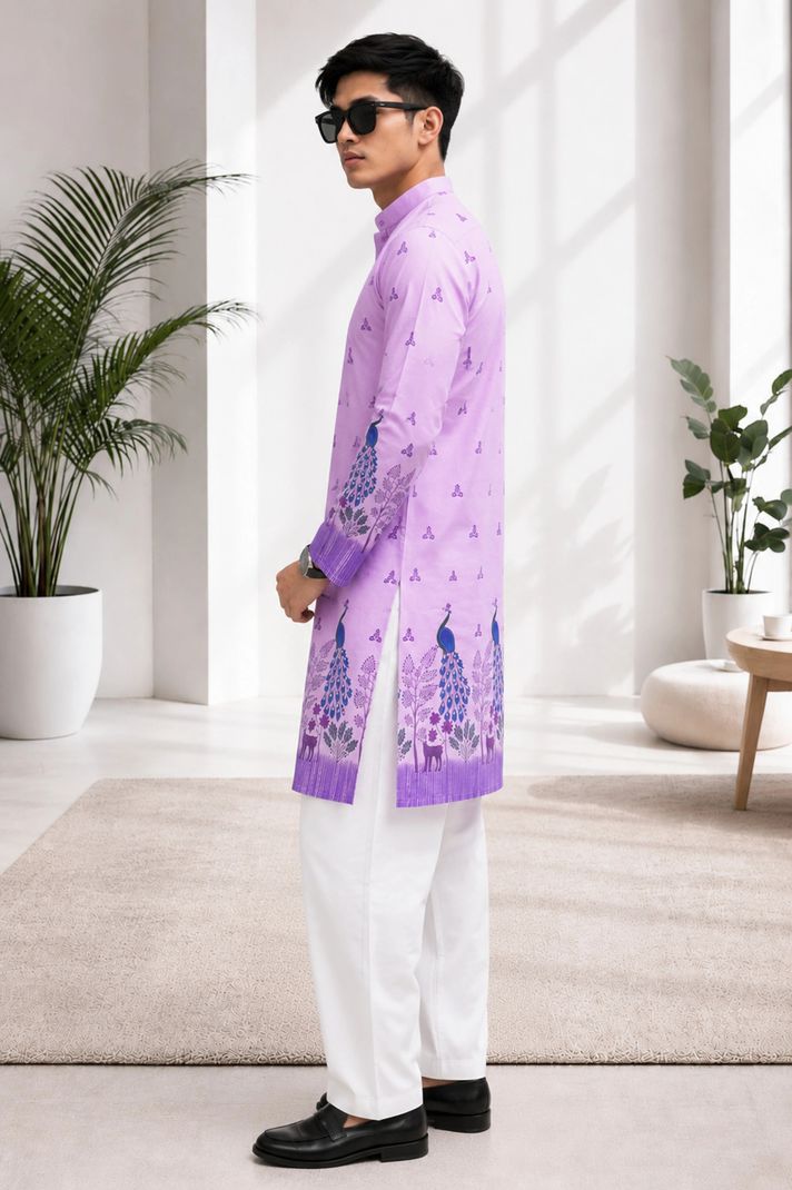 StyleVault Men's Printed Cotton Blend Straight Kurta - Image 5