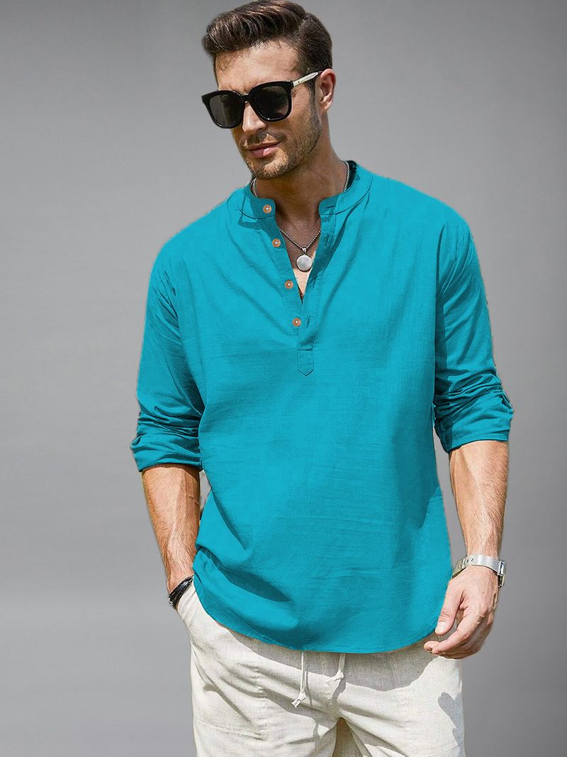 Yugnik Solid Cotton Blend Straight Kurta for Men - Image 2