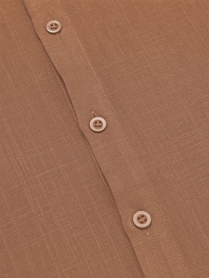 ANOUK Solid Cotton Blend Straight Kurta for Men (Brown) - Image 5