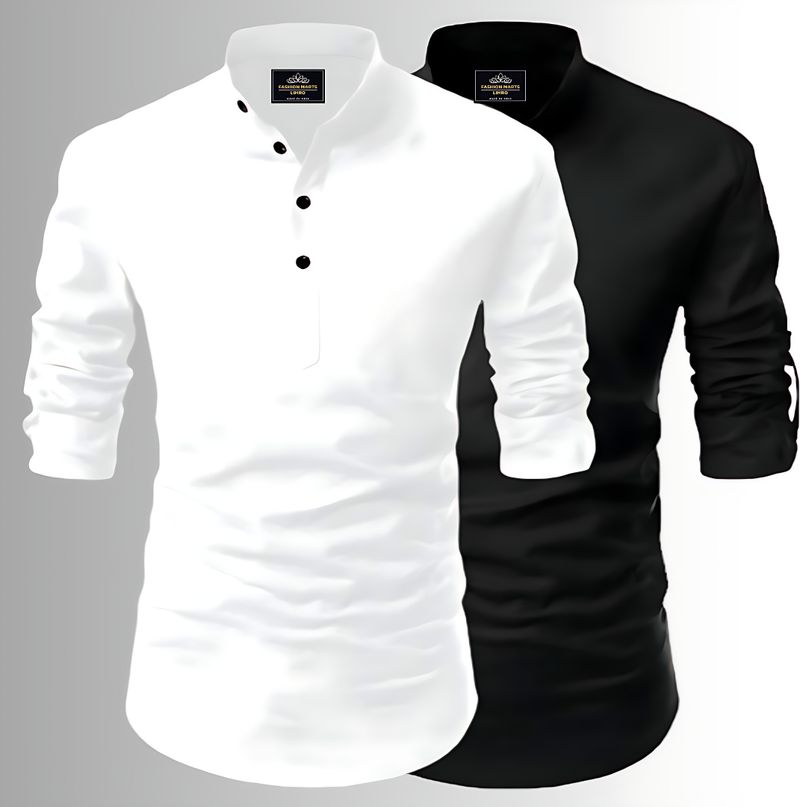 Kavyangle Creation Solid Cotton Blend Kurta - Image 2