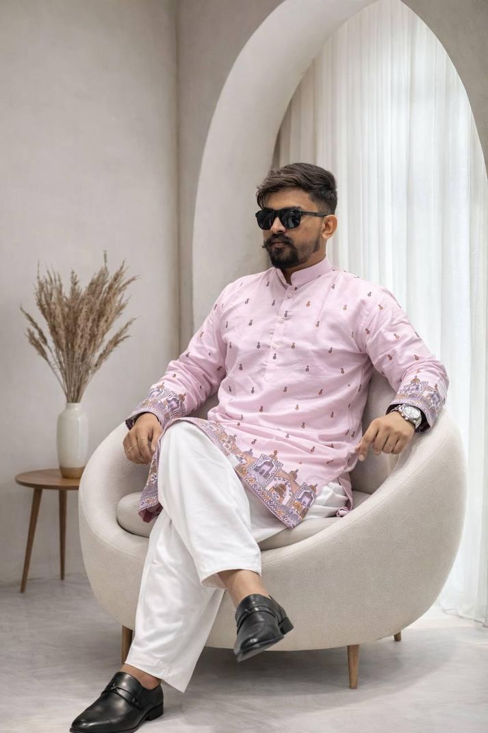 Vijay Enterprise Men's Cotton Printed Straight Kurta - Image 4