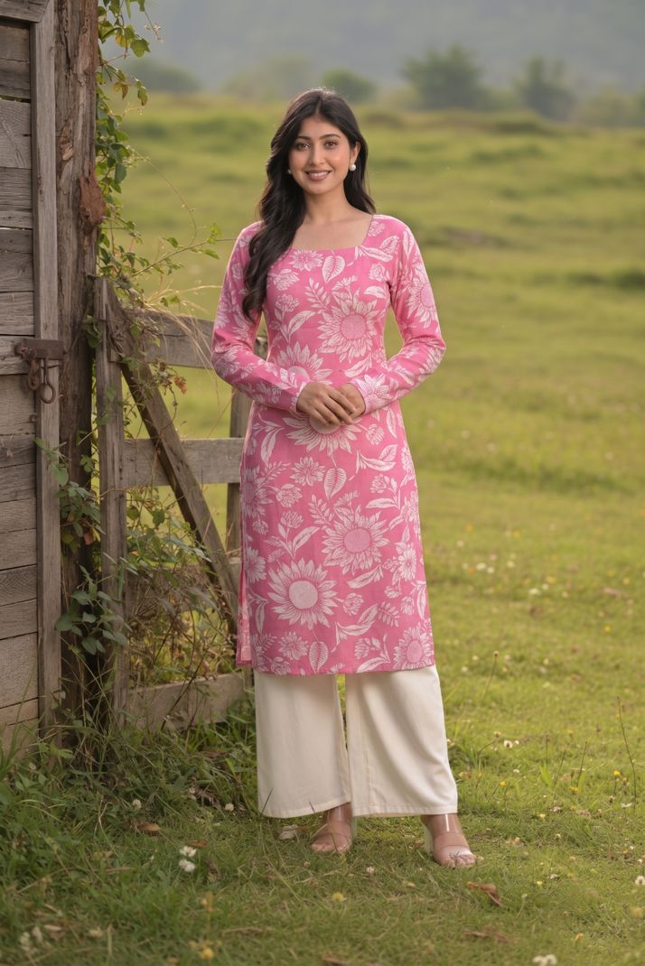 CLANGER Floral Print Cotton Kurta - Image 4
