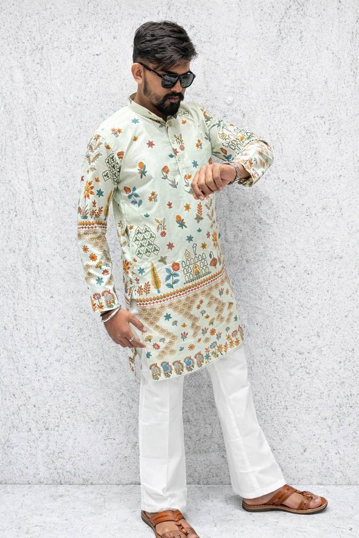 SANJU FASHION Floral Print Cotton Blend Straight Kurta - Image 6