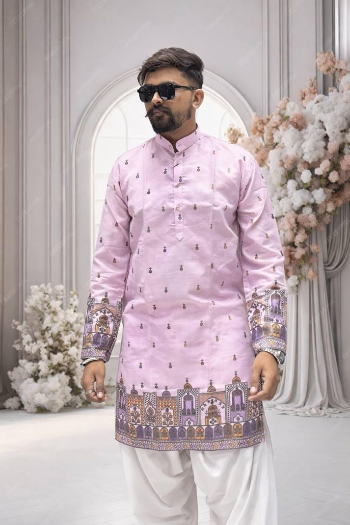 Vijay Enterprise Men's Cotton Printed Straight Kurta - Image 6