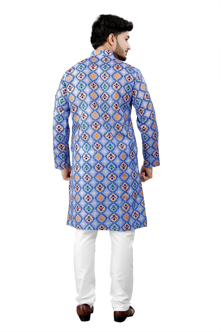 DHASU TRENDZ Printed Cotton Blend Straight Kurta for Men (Multicolor) - Image 5