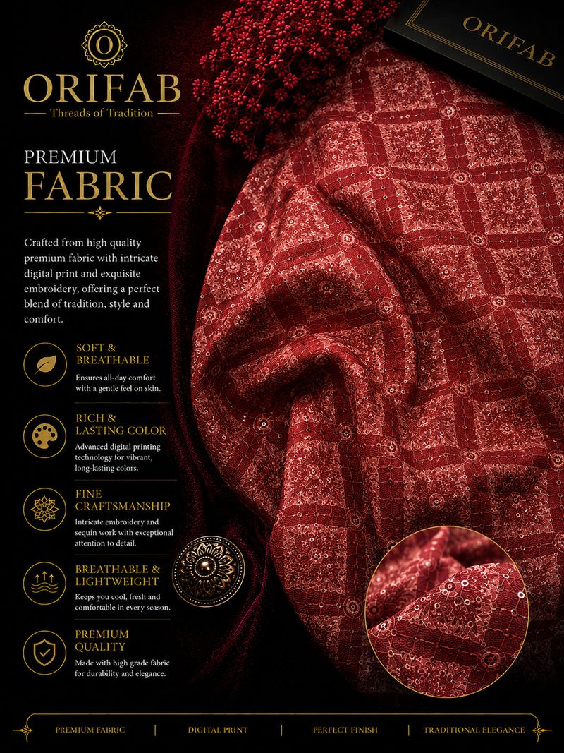 ORIFAB Silk Blend Straight Kurta for Men - Image 4