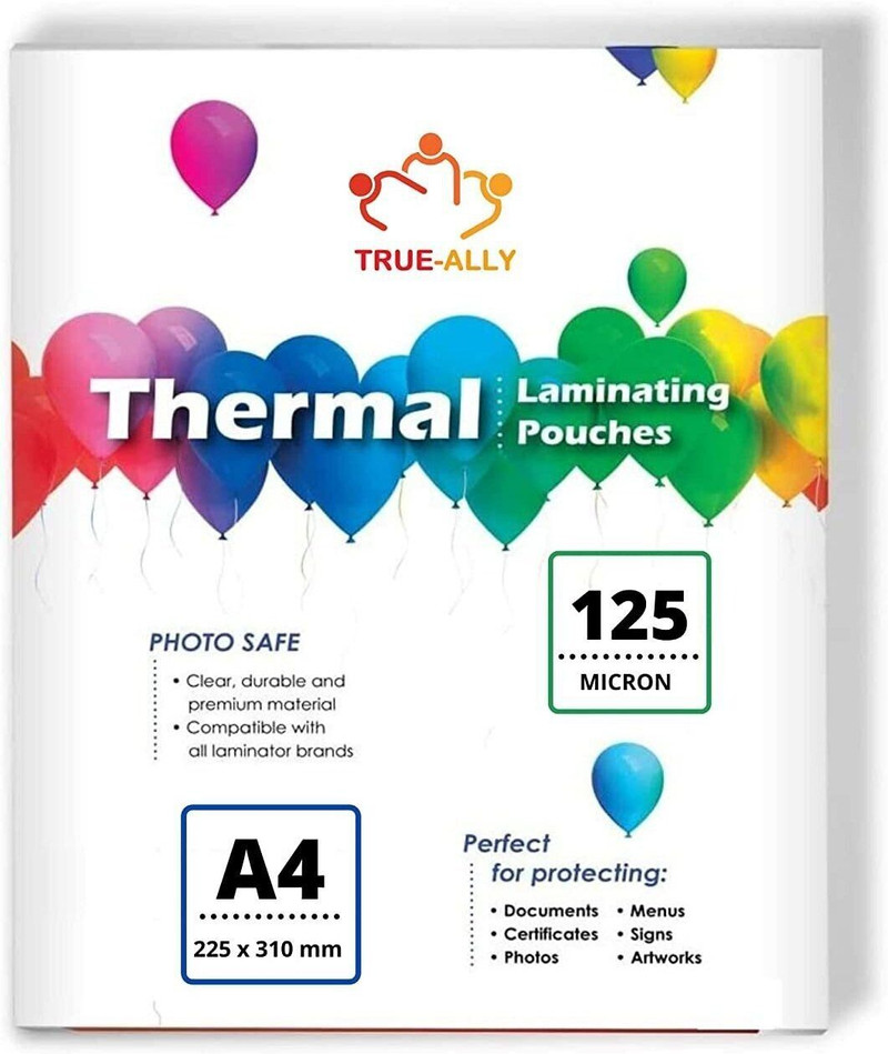 true ally 125 micron pouch clear glossy thermal sheets a4 laminating sheet