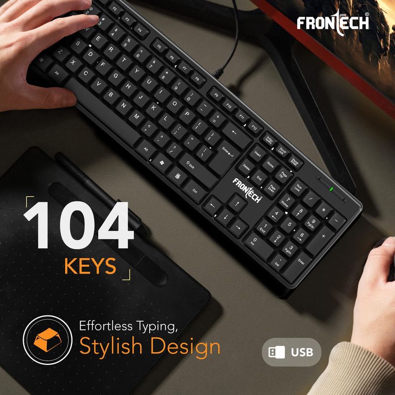 Frontech Wired Keyboard and Mouse Combo with USB Hub - Image 4