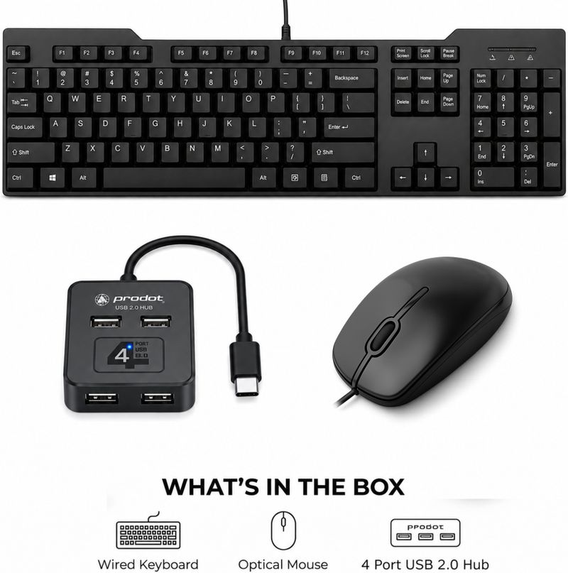 Henture Keyboard Mouse Combo with OTG USB Hub - Image 6