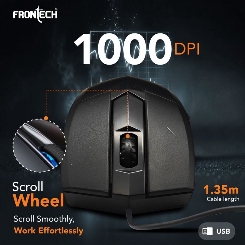Frontech Wired Keyboard and Mouse Combo with USB Hub - Image 5