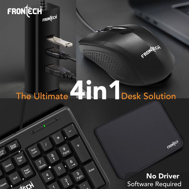 Frontech Wired Keyboard and Mouse Combo with USB Hub - Image 3
