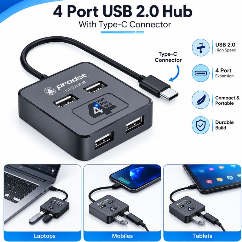 Henture Keyboard Mouse Combo with OTG USB Hub - Image 5
