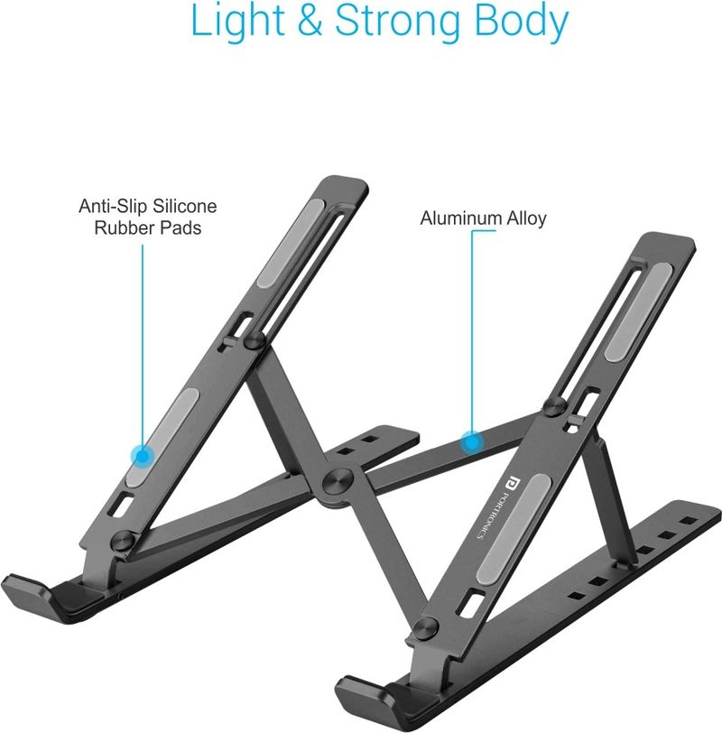 Portronics POR-421 My Buddy K Aluminium Laptop Stand, Grey - Image 7