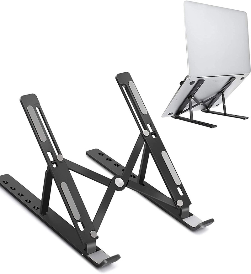 Dyazo Dyazo 060794810204 Aluminium Floor and Desk Stand Rotatable Laptop Stand with Adjustable Height Compatible with 26 - 35 cm Laptops (Black)