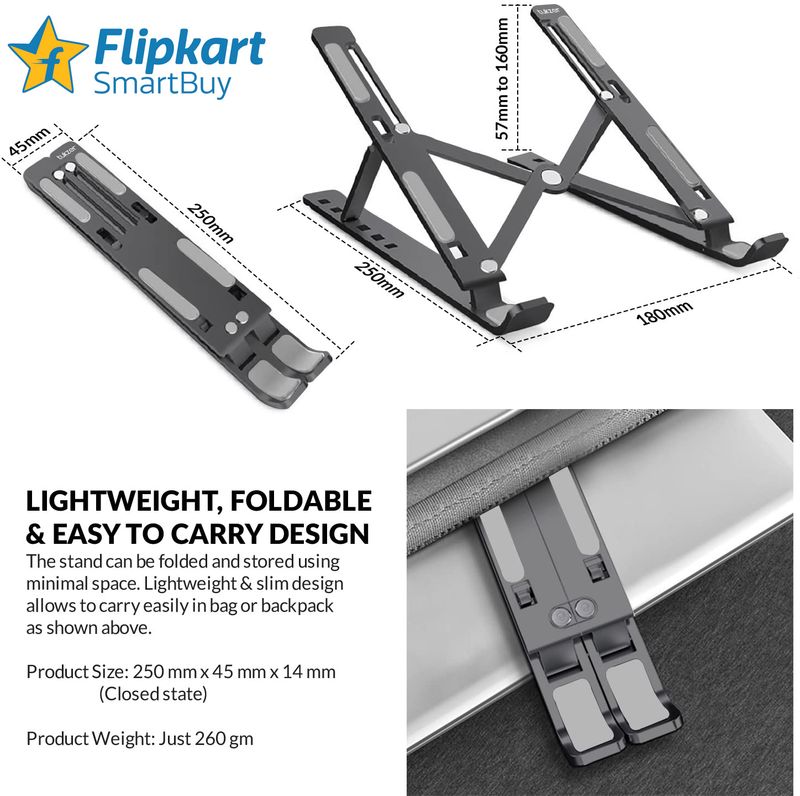 Flipkart SmartBuy Laptop Stand 6 Angles Adjustable Aluminum - Image 3