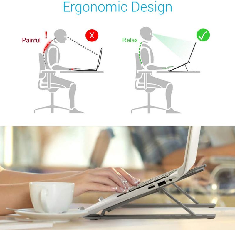 Portronics POR-421 My Buddy K Aluminium Laptop Stand, Grey - Image 6