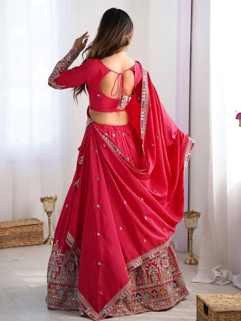 Udbhav Export Embroidered Semi Stitched Lehenga Choli (Pink) - Image 5