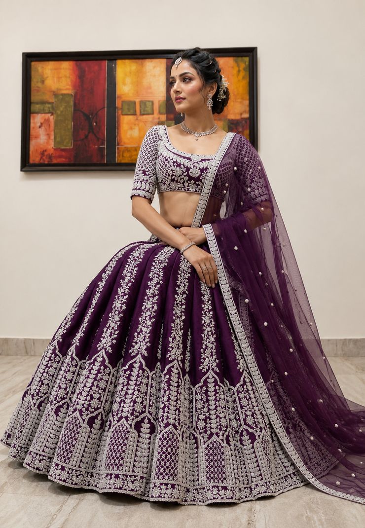 Zenavro Embroidered Semi Stitched Lehenga & Crop Top - Image 6