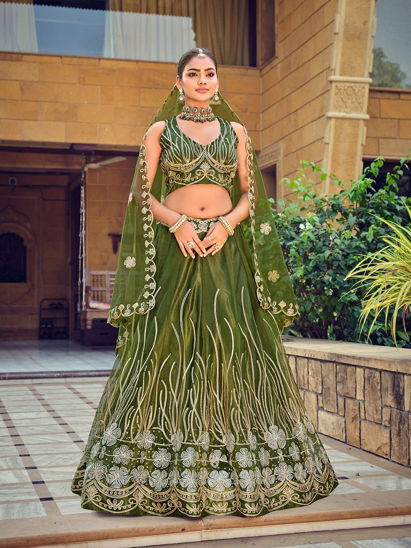 Udbhav Export Embroidered Semi Stitched Lehenga