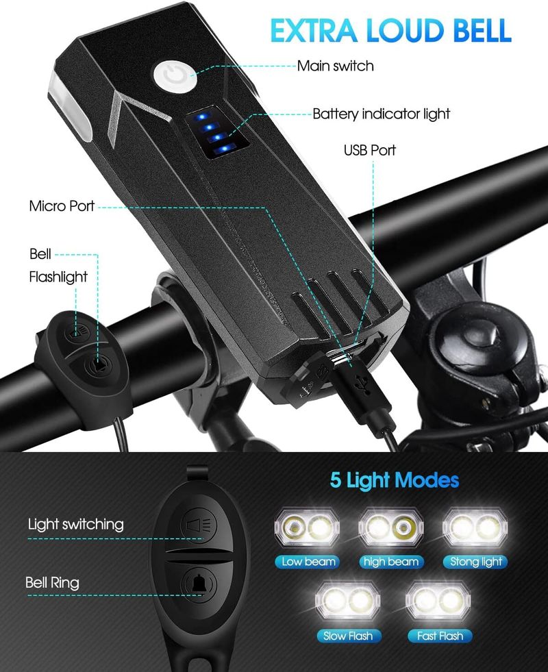 Linist Bicycle Light Set USB Rechargeable - Image 4