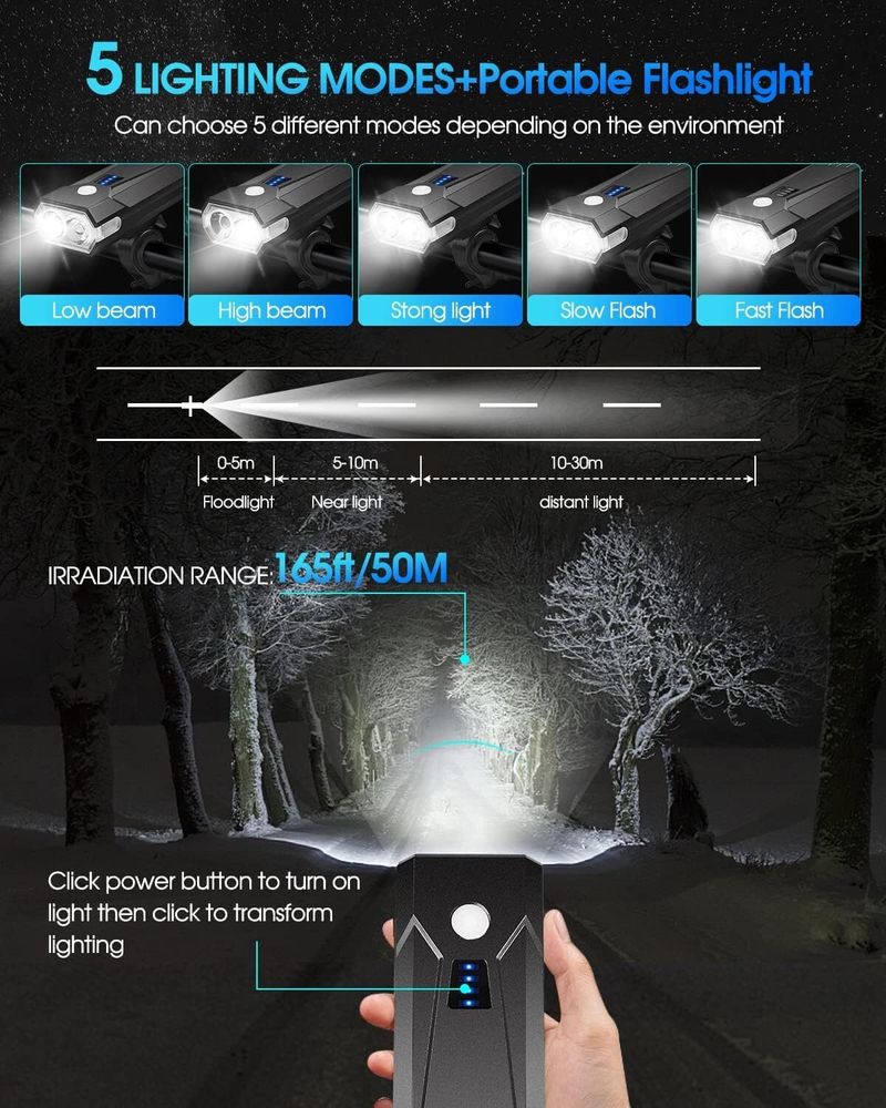 Linist Bicycle Light Set USB Rechargeable - Image 5