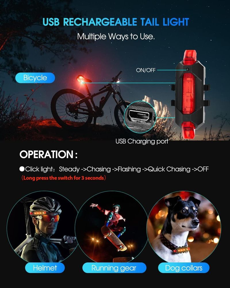 Linist Bicycle Light Set USB Rechargeable - Image 6