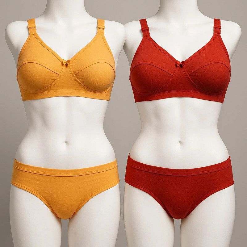 V AND P ENTERPRISE Solid Red, Black, Gold Lingerie Set - Image 5