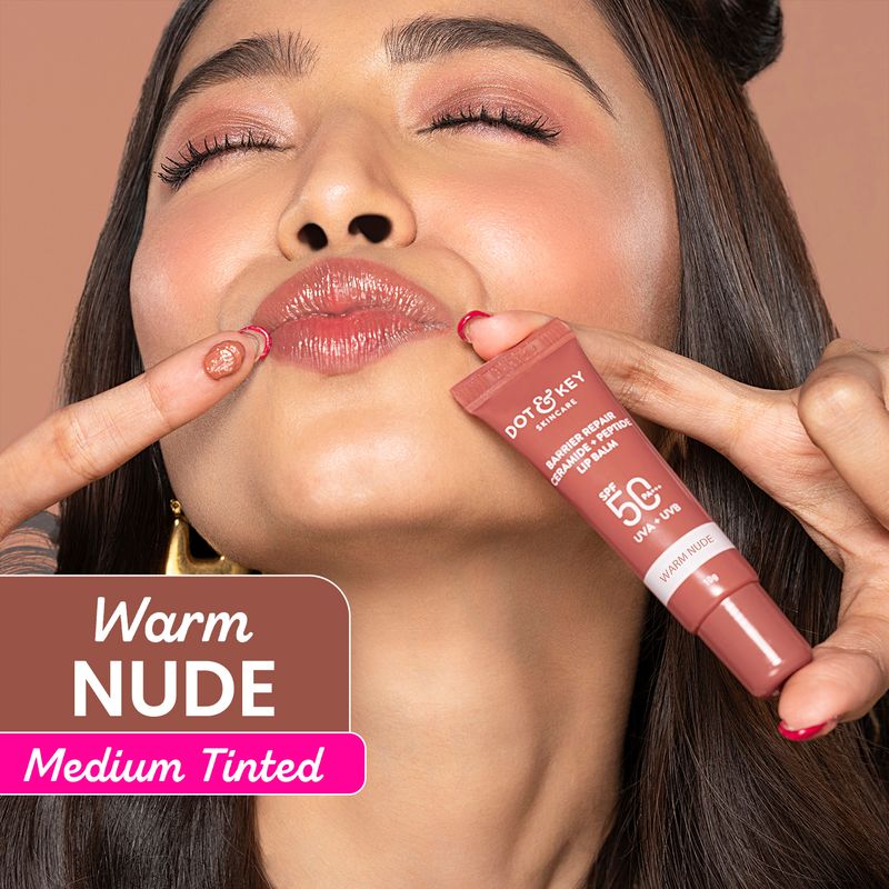 Dot & Key Ceramide & Peptide Barrier Repair Lip Balm SPF Warm Nude - Image 6
