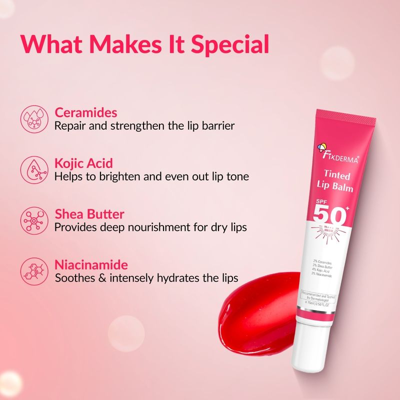 Fixderma 4% Kojic Acid Tinted Lip Balm, 15ml - Image 4