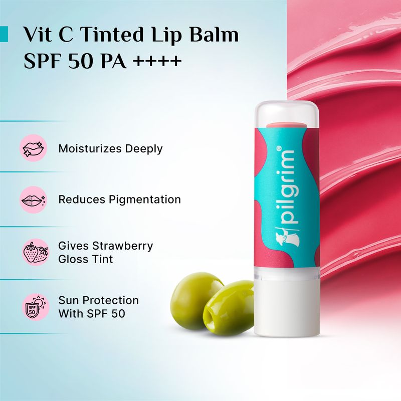Pilgrim Vitamin C Tinted Lip Balm Strawberry - Image 3