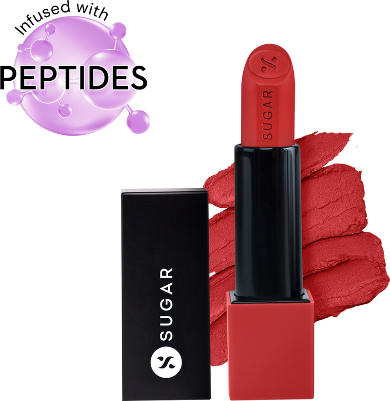 SUGAR Cosmetics Glide Peptide Serum Lipstick | Hyaluronic Acid & Vitamin E | Velvet Matte Finish (04 Cairo Crimson, 4.2 g)