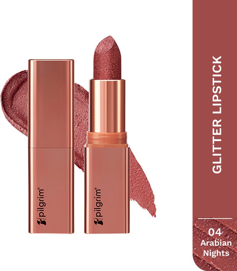 Pilgrim Glitter Lipstick Luxurious 3-D Glitter Formula With Matte Finish Arabian Nites-04, 4.2 g