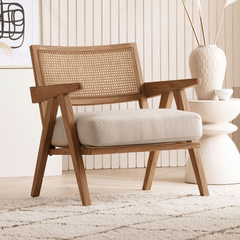 Kingsman Furnitures Abel Rattan Accent Arm Chair for Home Bedroom | Living, Dining & Drawing Room Cane Living Room Chair Finish Color - Brown, Pre-ass