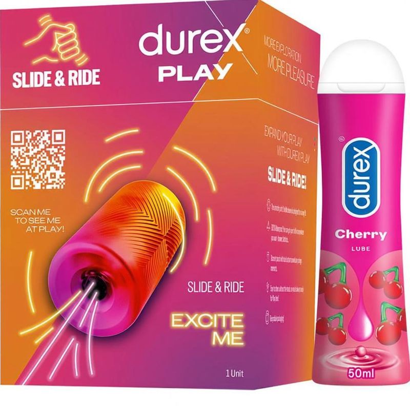 DUREX Play Slide & Ride Stroker Massager, Cherry Lube Gel - Image 2
