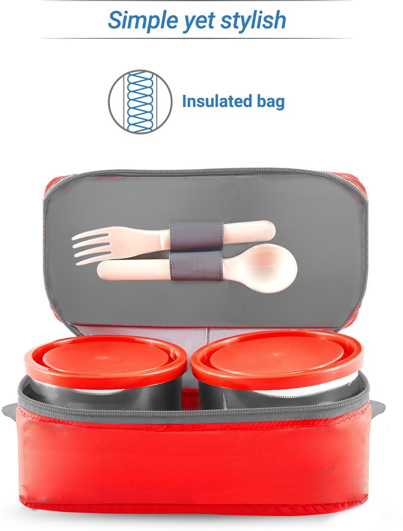 Flipkart SmartBuy Red 3 Containers Stainless Steel Lunch Box - Image 6