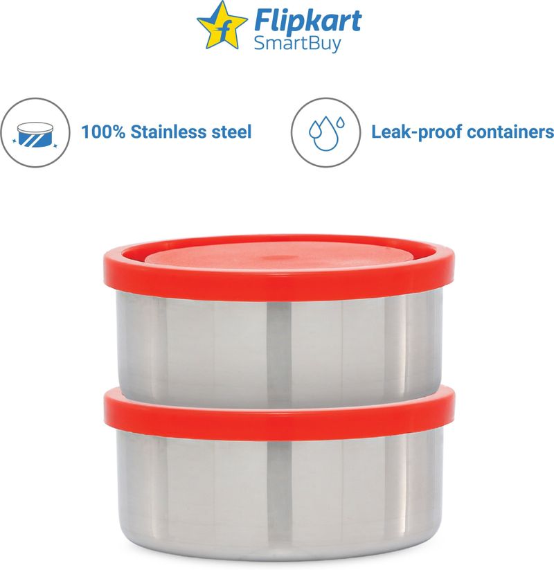 Flipkart SmartBuy Red 3 Containers Stainless Steel Lunch Box - Image 5