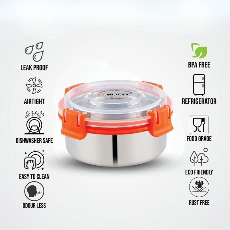 UNINOX Stainless Steel 425ml Orange Lunch Box - Image 5