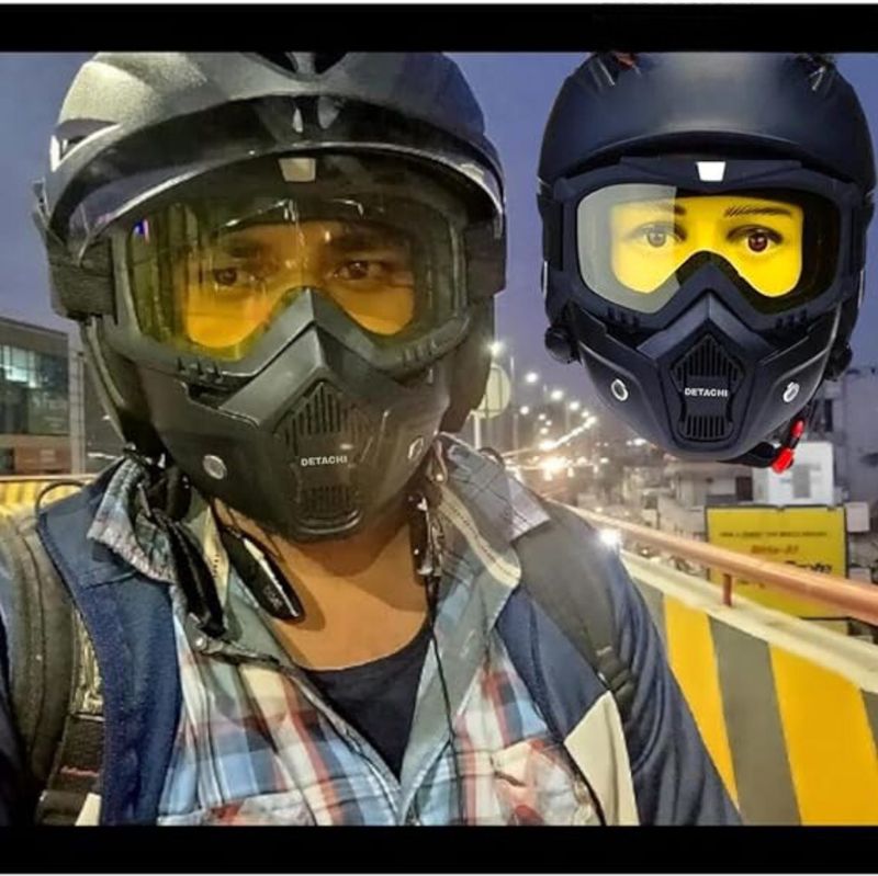 KAVYARA Riding Armor Face Protective Cover Windproof Night Vision Glasses & Dust Filter Decorative Mask (Yellow, Pack of 1) - Image 8