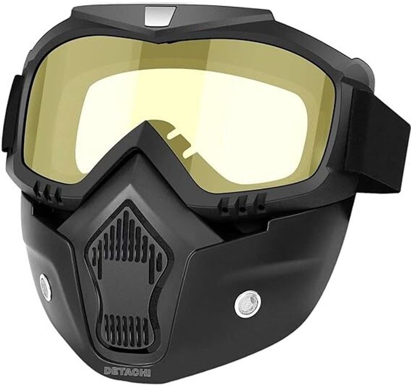 KAVYARA Riding Armor Face Protective Cover Windproof Night Vision Glasses & Dust Filter Decorative Mask (Yellow, Pack of 1) - Image 5