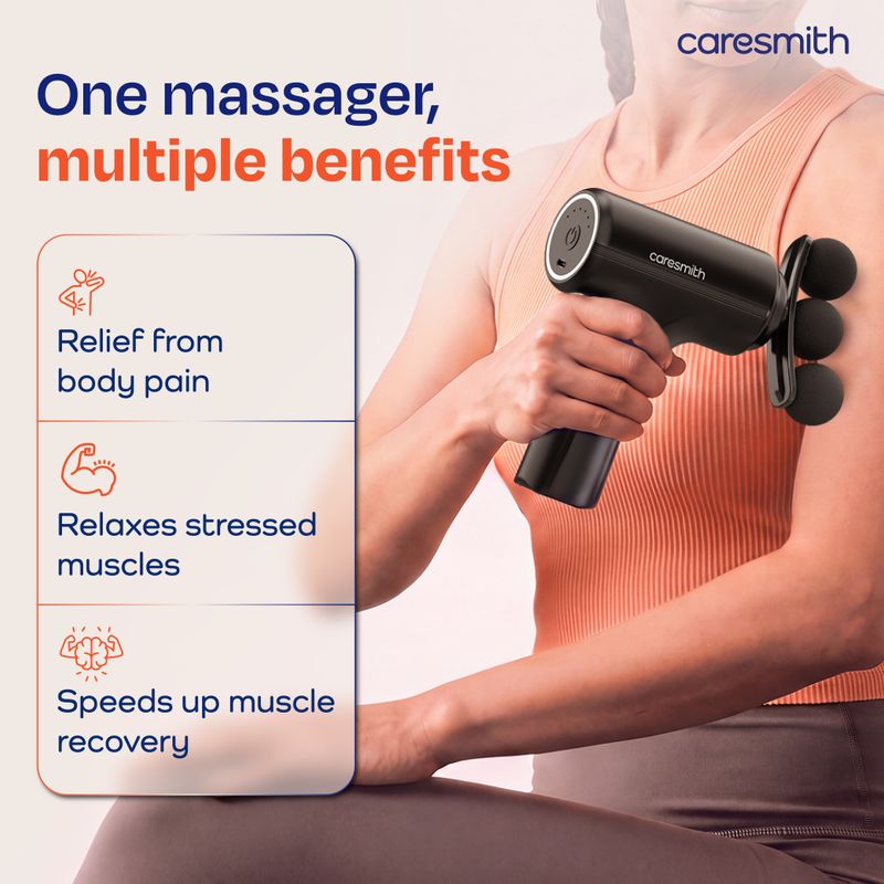 caresmith FCS0104 Charge Massage Gun Massager Full Body for Pain Relief Massager (Black) - Image 5