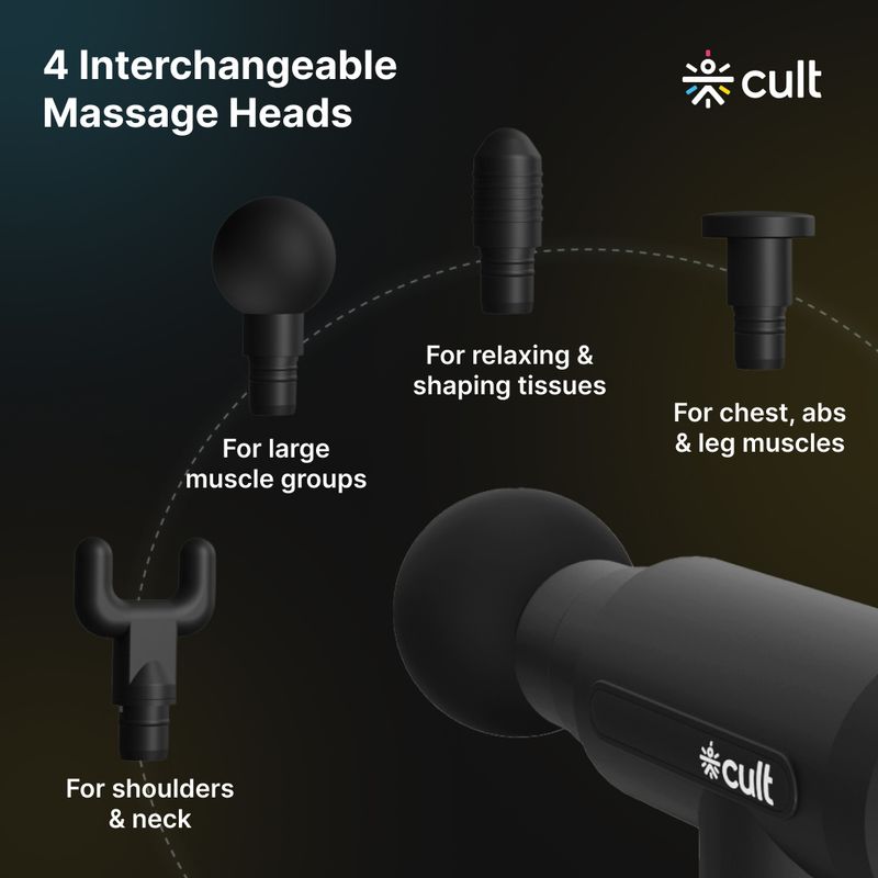 Cult Volt Silicone Head, Pain Relief, Deep Tissue Full Body Gun Massager (Black) - Image 6