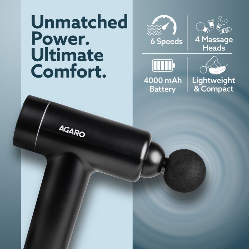 AGARO Regal Gun Massager, 4 Heads, 6 Speeds - Image 4