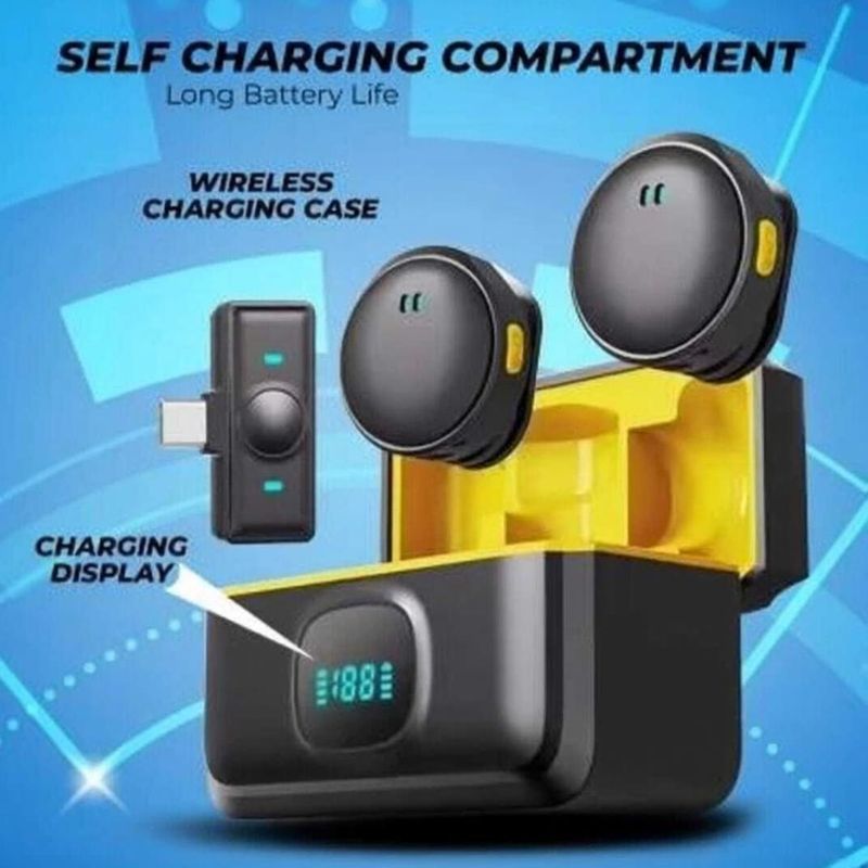 TECHNOLOGIA Q8 Dual Wireless Mic with Charging Case (Black) - Image 2