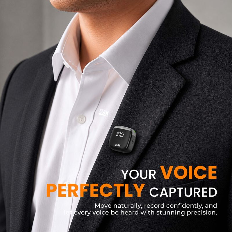 MAK Dual Wireless Lavalier AI ANC Microphone - Image 4