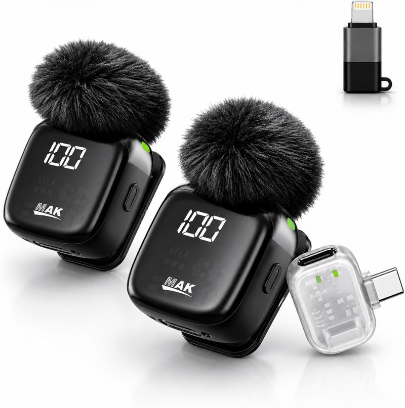 MAK Dual Wireless Lavalier AI ANC Microphone - Image 2